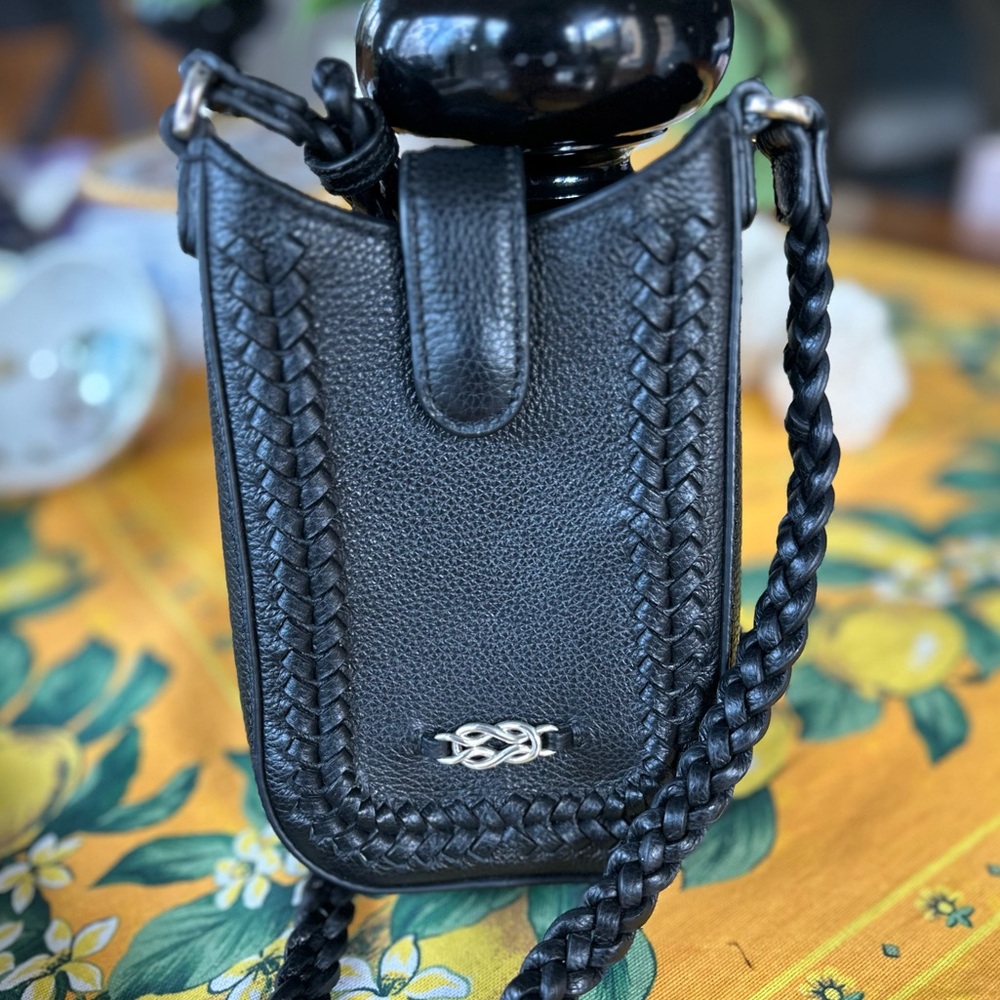 Brighton Interlok Harmony Phone Organizer in Black Leather Silver Hardware EUC